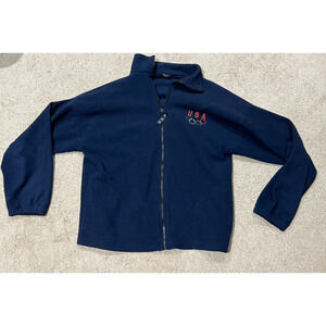 VTG 90s USA Olympics Jacket Mens Size L Fleece Full Zip Sweater Made in the USA